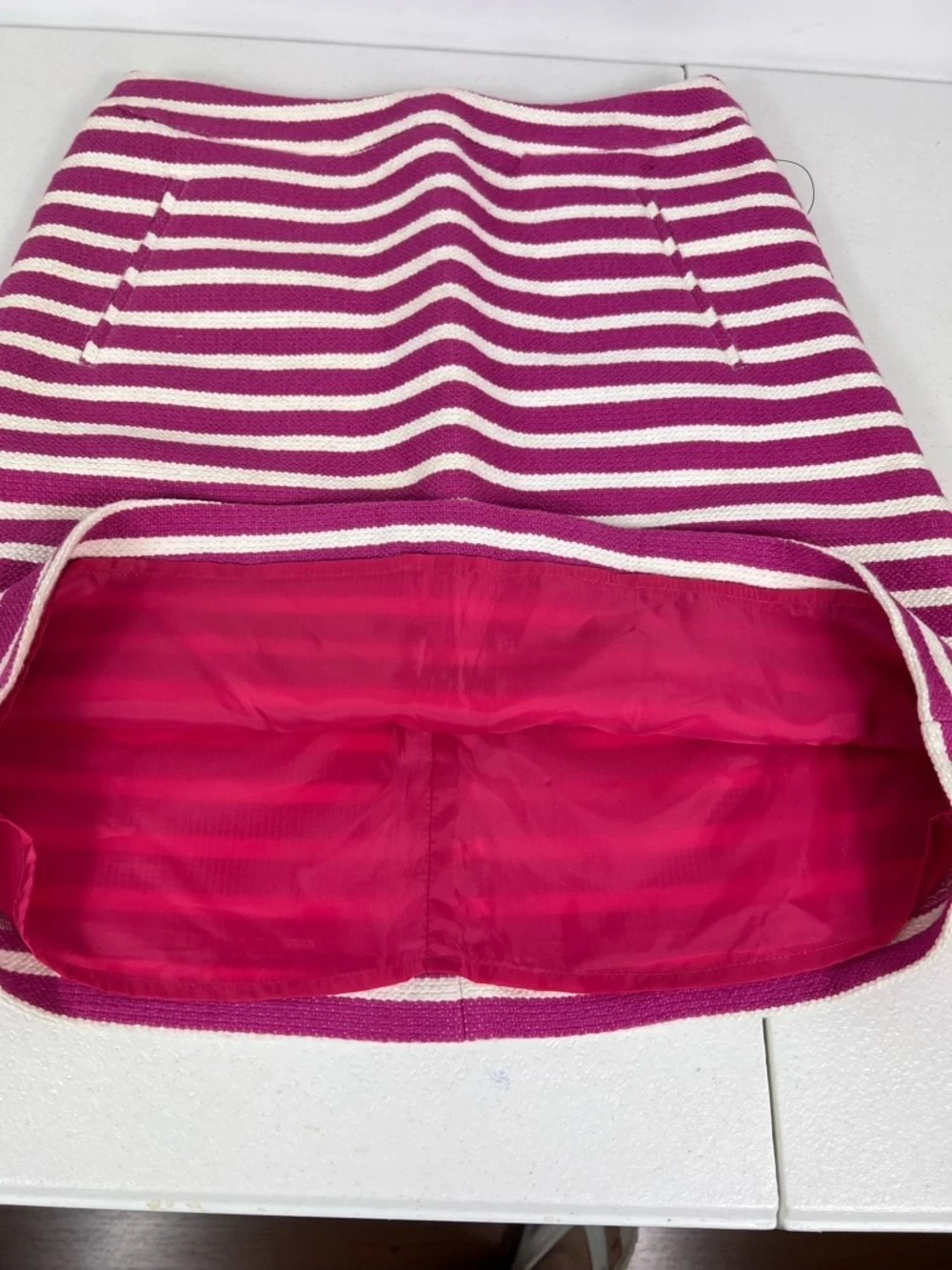 Halogen Sz 2 Tweed Skirt Pink & White Stripe NWT Career